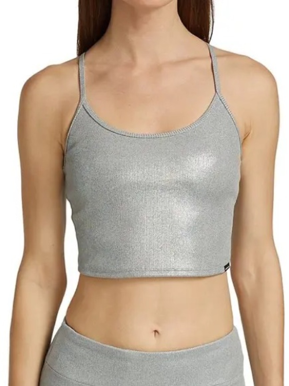 Koral Leah Infinity Iridescent Ribbed Crop Tank in Abalone Shell